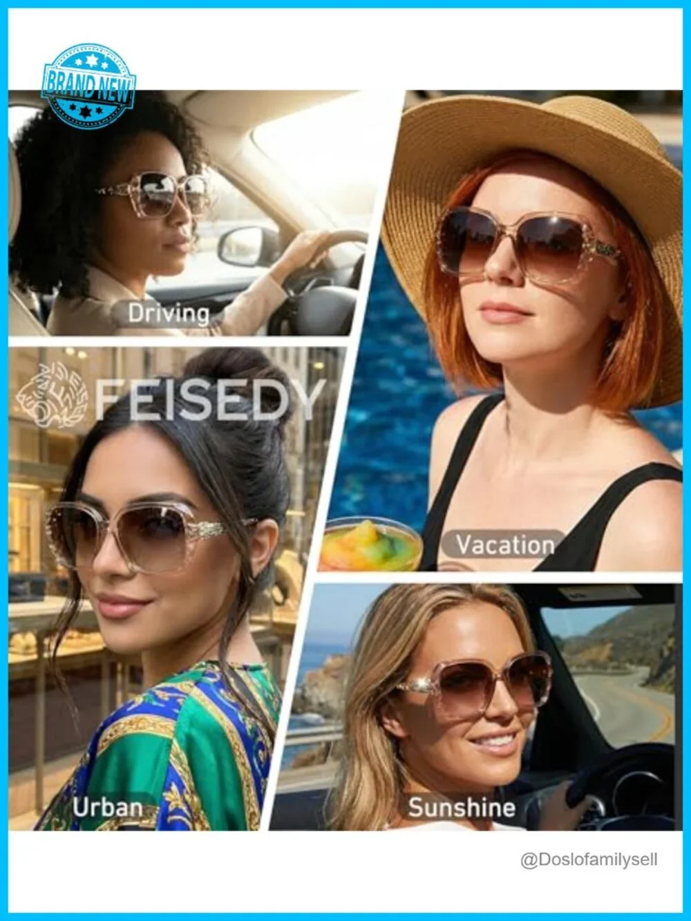Polarized Women Square Sunglasses Sparkling Composite Frame with Crystal Decor
